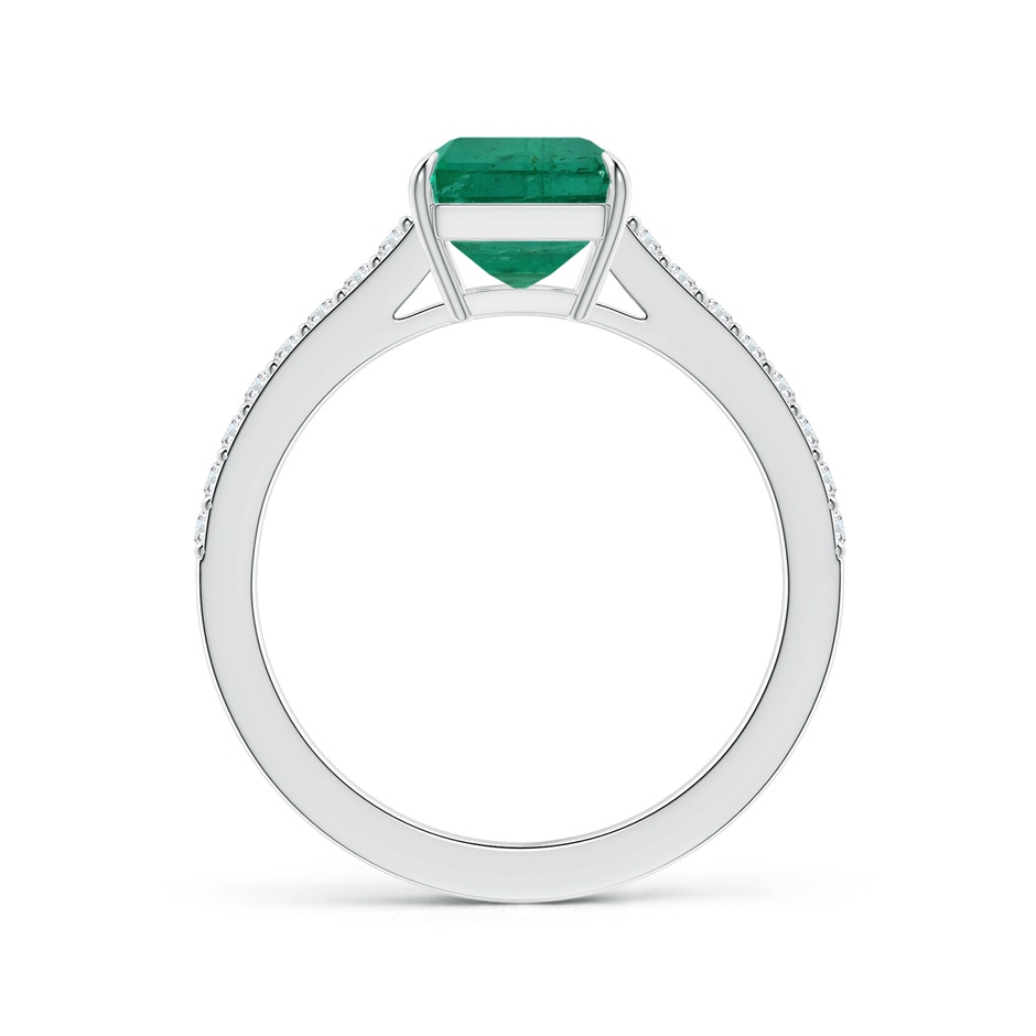9.08x7.24x5.27mm AA Claw-Set Emerald-Cut Emerald Ring with Diamonds in P950 Platinum Side 199