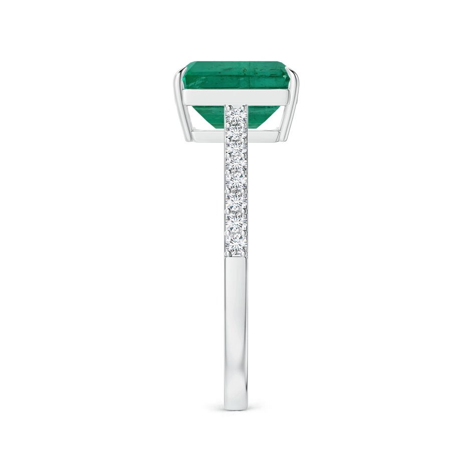 9.08x7.24x5.27mm AA Claw-Set Emerald-Cut Emerald Ring with Diamonds in P950 Platinum Side 399