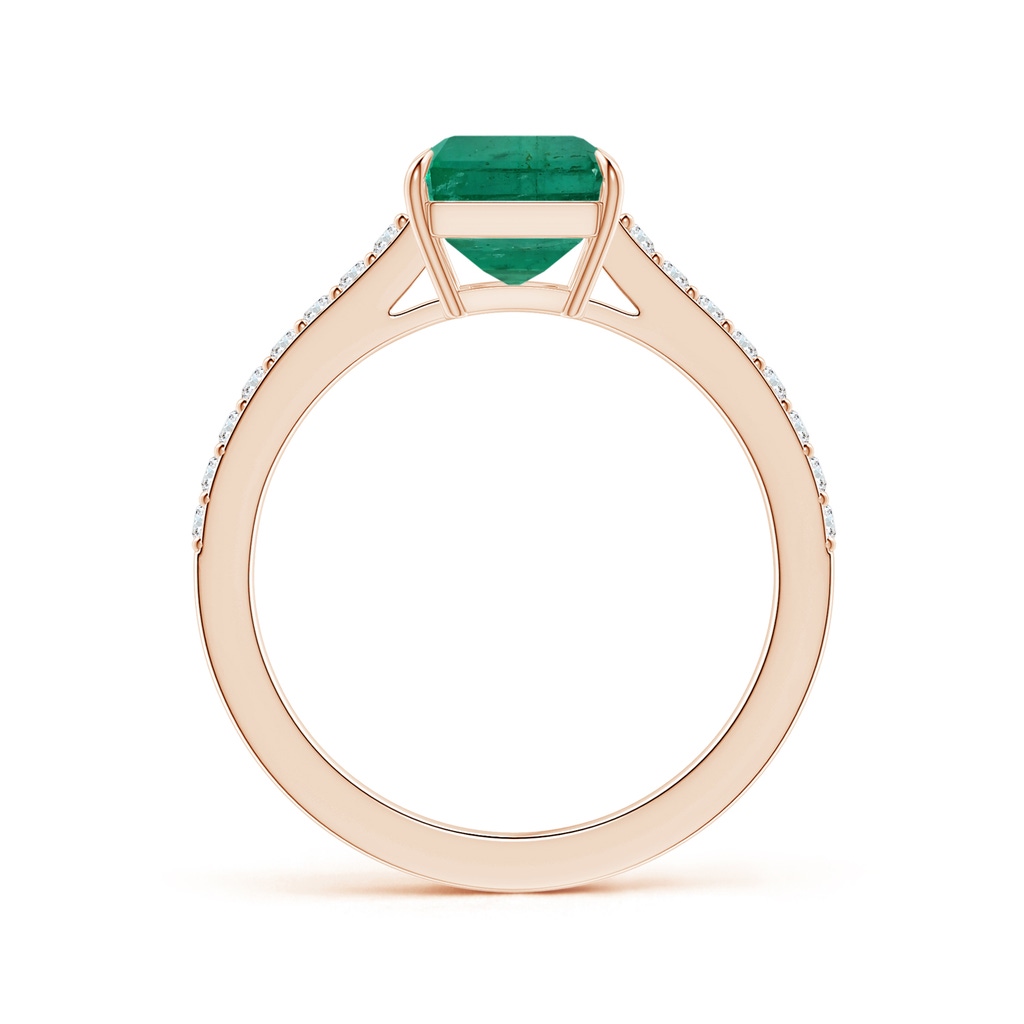 9.08x7.24x5.27mm AA Claw-Set Emerald-Cut Emerald Ring with Diamonds in Rose Gold Side 199