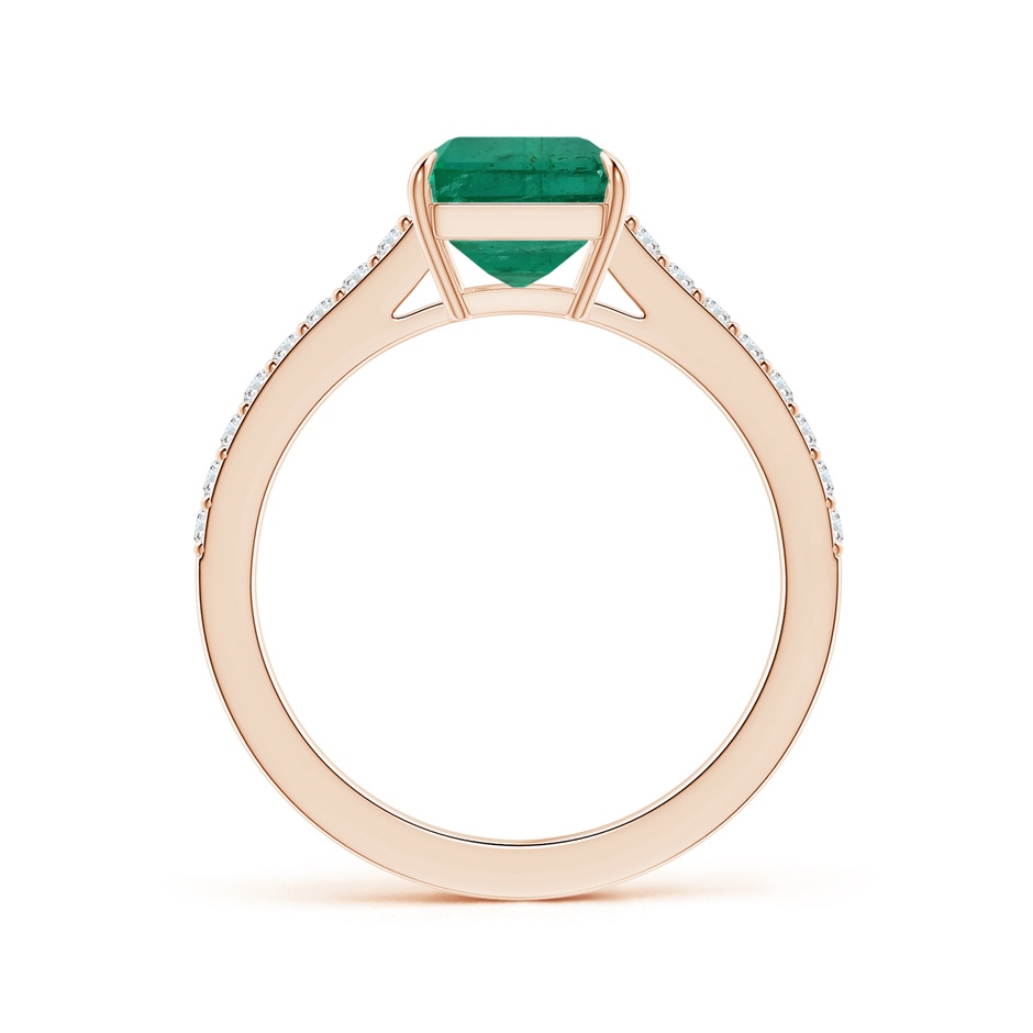 9.08x7.24x5.27mm AA Claw-Set Emerald-Cut Emerald Ring with Diamonds in Rose Gold Side 199