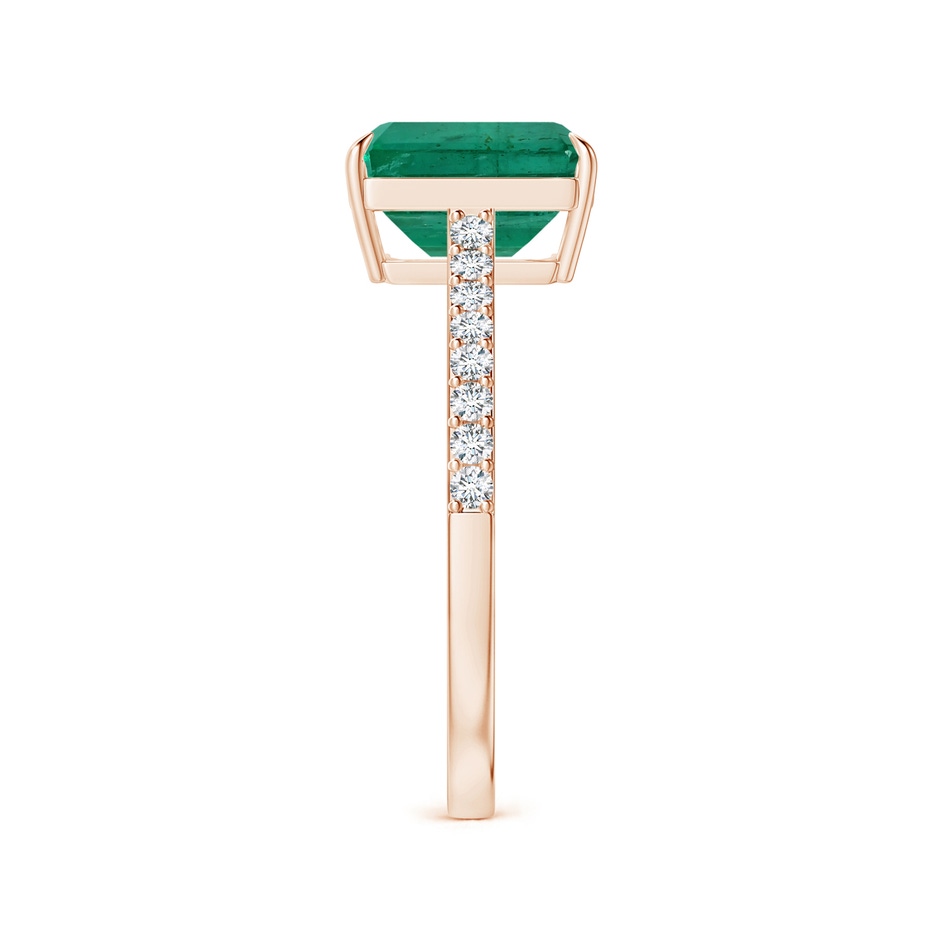 9.08x7.24x5.27mm AA Claw-Set Emerald-Cut Emerald Ring with Diamonds in Rose Gold Side 399