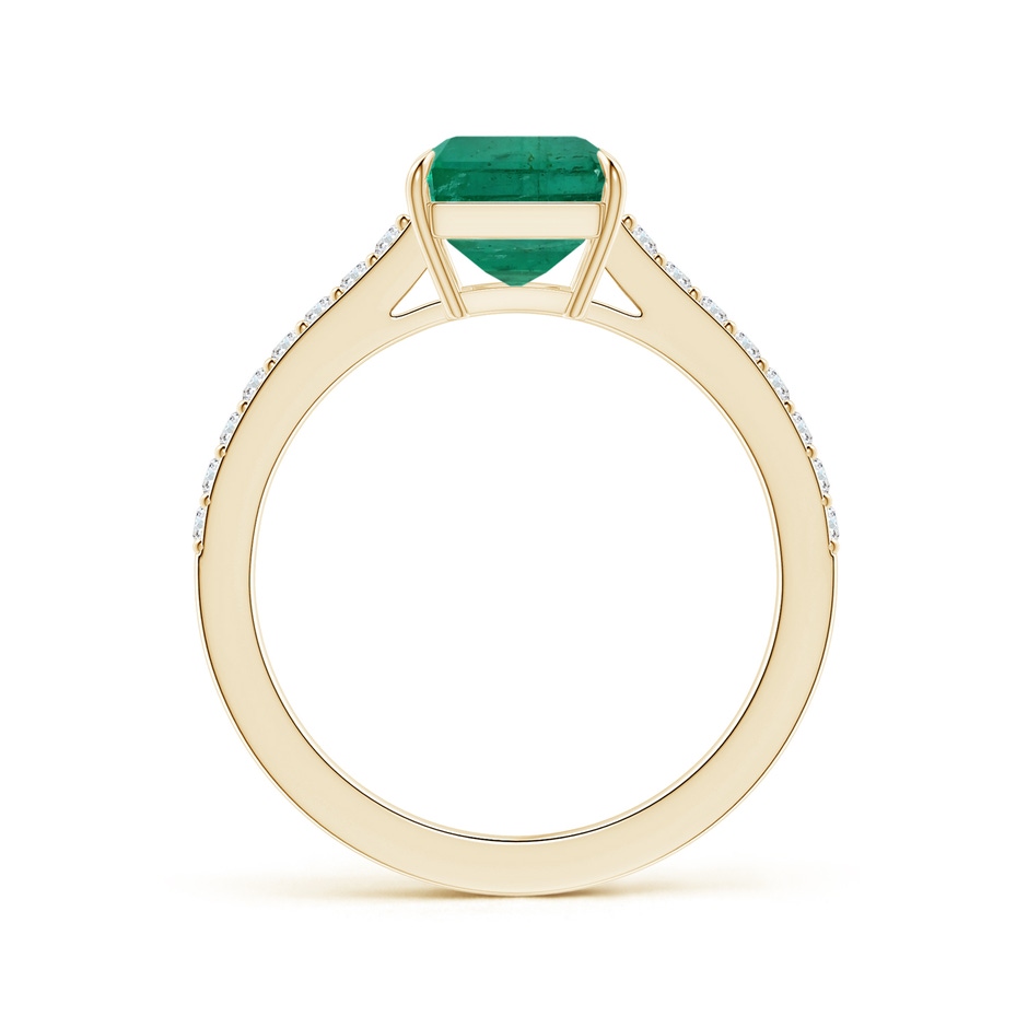 9.08x7.24x5.27mm AA Claw-Set Emerald-Cut Emerald Ring with Diamonds in Yellow Gold Side 199