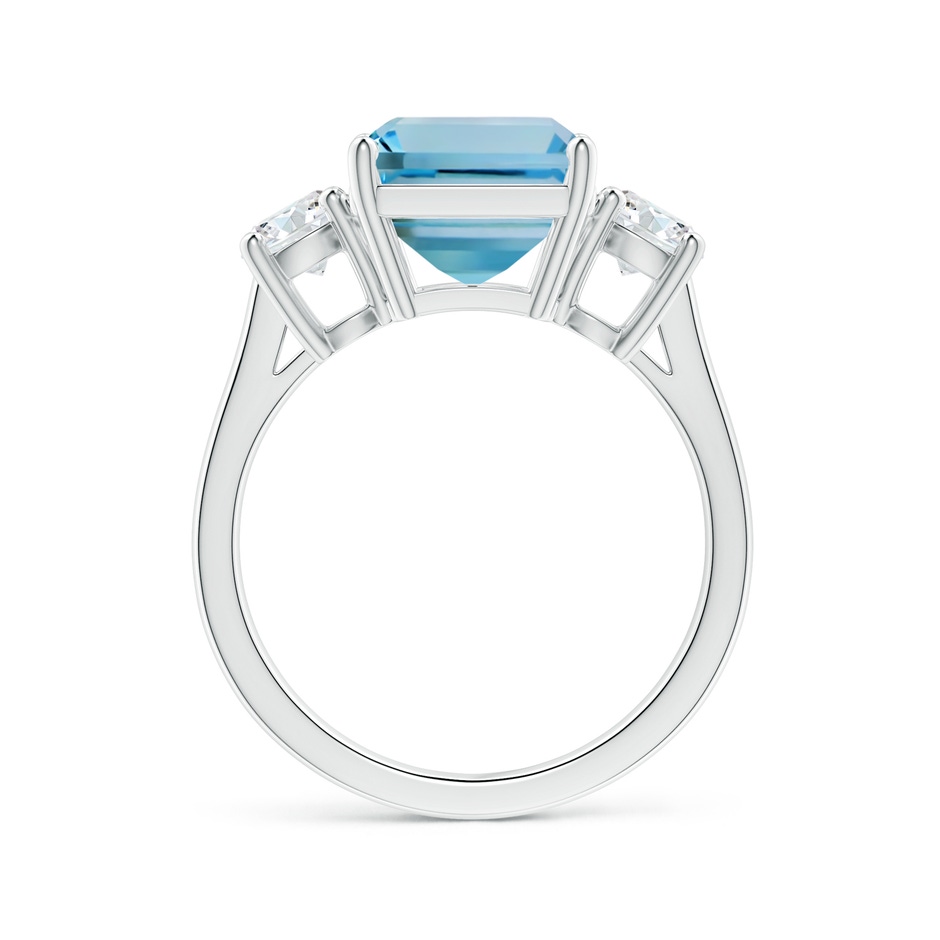 11.07x9.09x6.12mm AAA Reverse Tapered GIA Certified Emerald-Cut Aquamarine Three Stone Ring with Diamonds in P950 Platinum Side 199