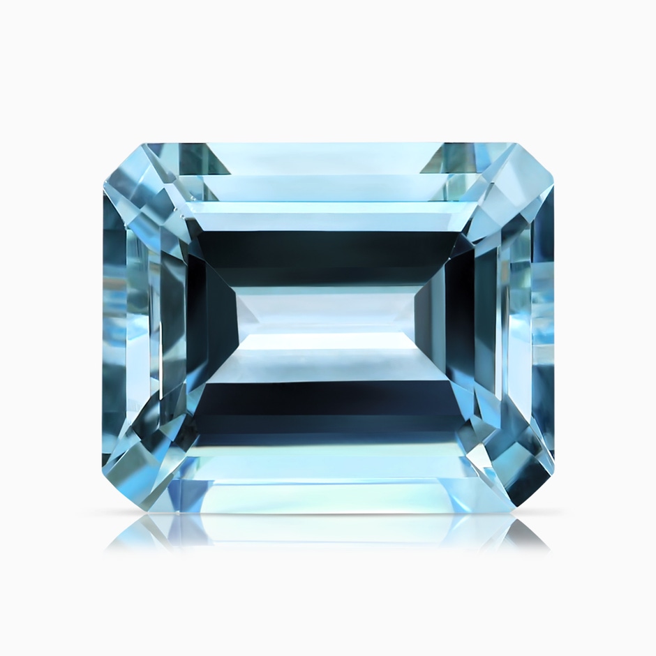 11.07x9.09x6.12mm AAA Reverse Tapered GIA Certified Emerald-Cut Aquamarine Three Stone Ring with Diamonds in P950 Platinum Side 699