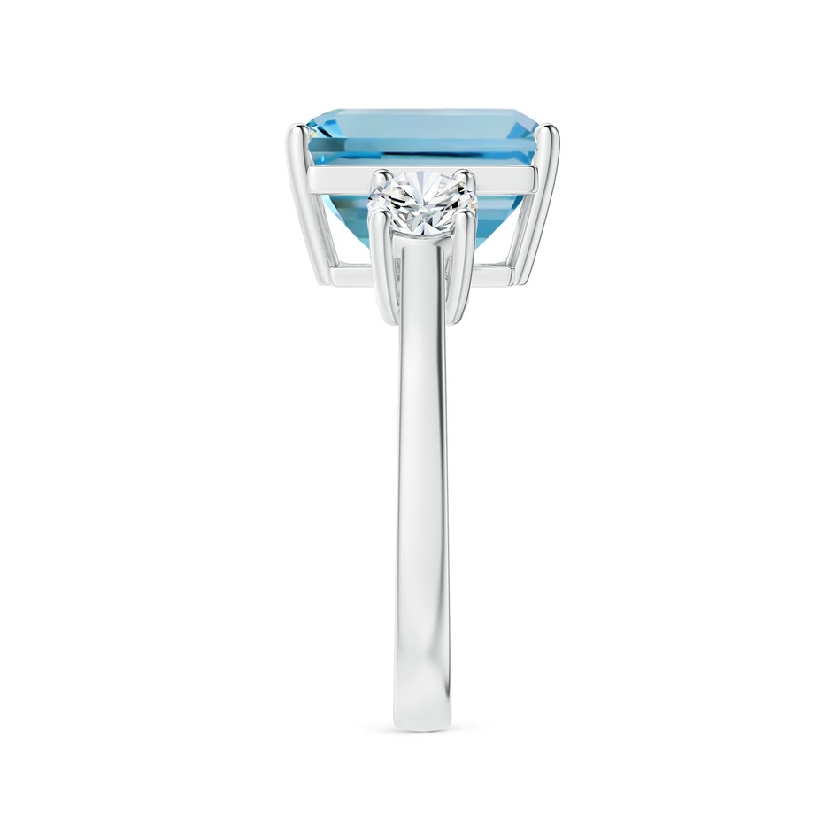 11.07x9.09x6.12mm AAA Reverse Tapered GIA Certified Emerald-Cut Aquamarine Three Stone Ring with Diamonds in White Gold Side 399