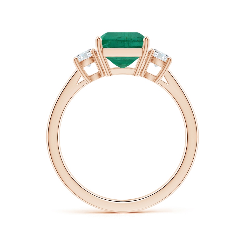 9.08x7.24x5.27mm AA Three Stone GIA Certified Emerald-Cut Emerald Reverse Tapered Shank Ring with Diamonds in Rose Gold side 199