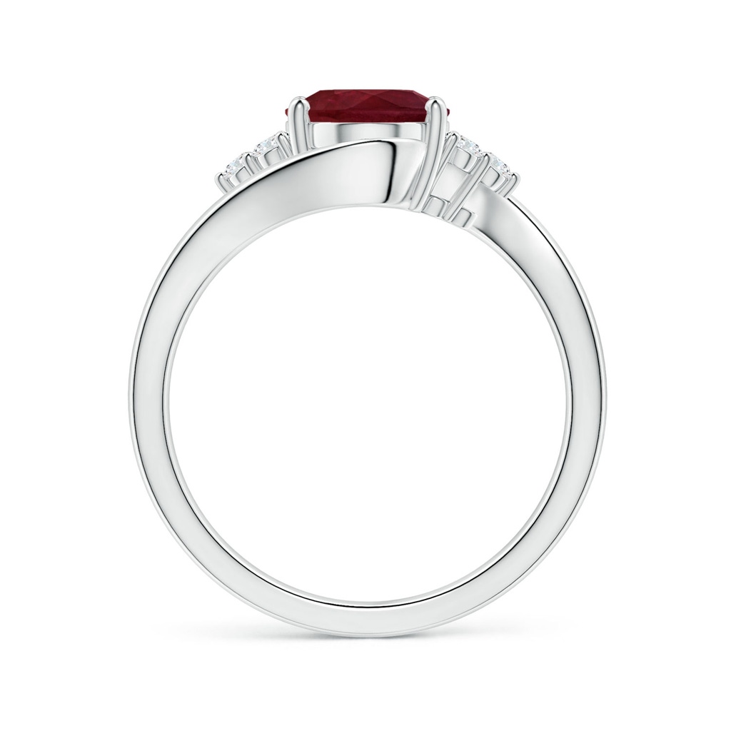 9.02x7.17mm AA GIA Certified Tilted Oval Ruby Bypass Ring with Diamond Accents in P950 Platinum Side-1
