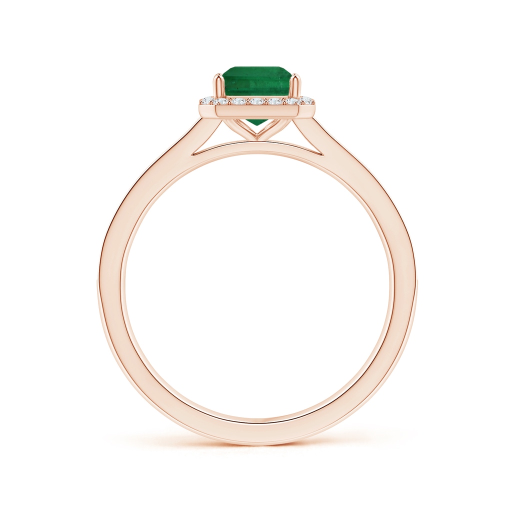 8.96x6.90mm AAA GIA Certified Emerald-Cut Emerald Halo Ring with Diamond Tapered Shank in 18K Rose Gold Side 199