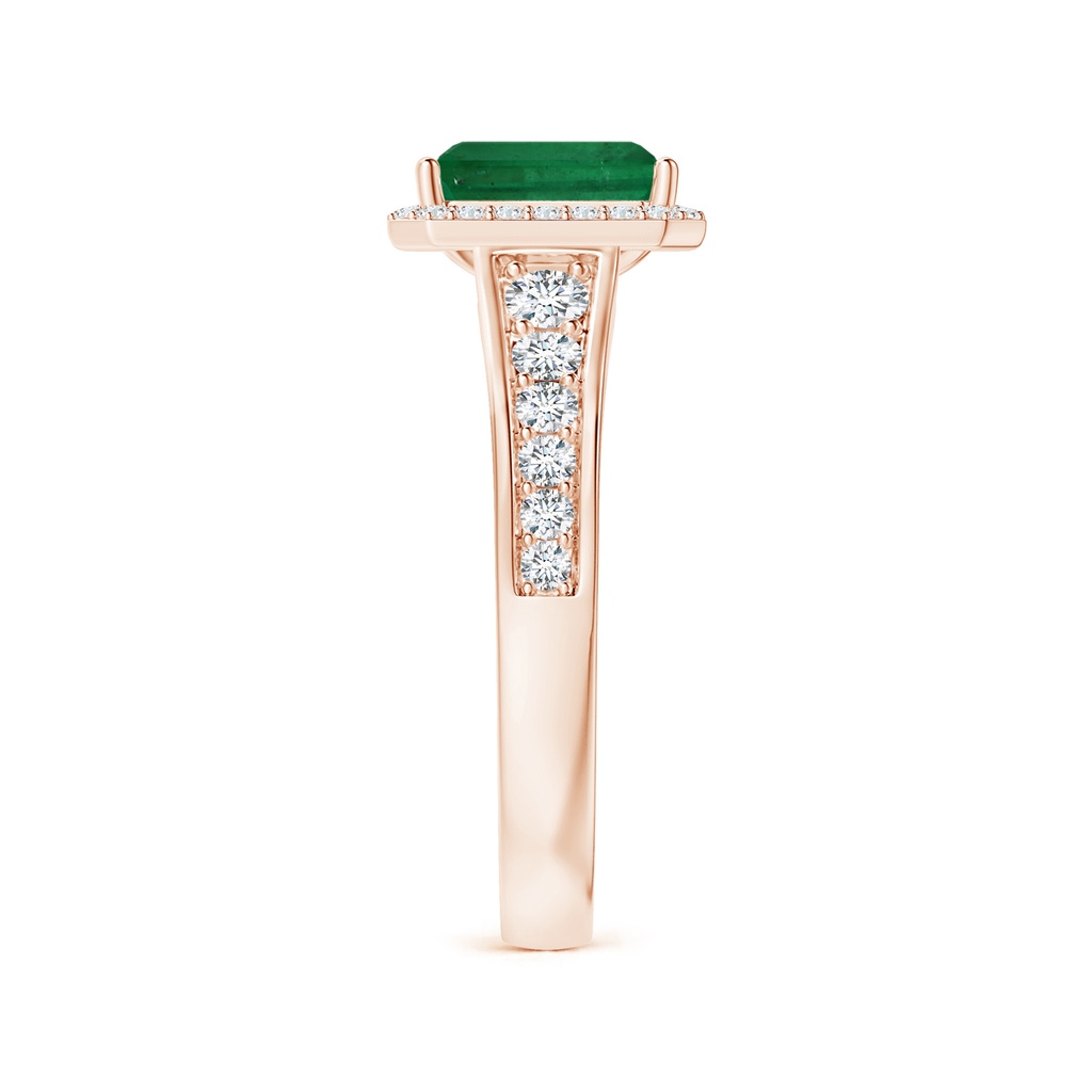 8.96x6.90mm AAA GIA Certified Emerald-Cut Emerald Halo Ring with Diamond Tapered Shank in 18K Rose Gold Side 399