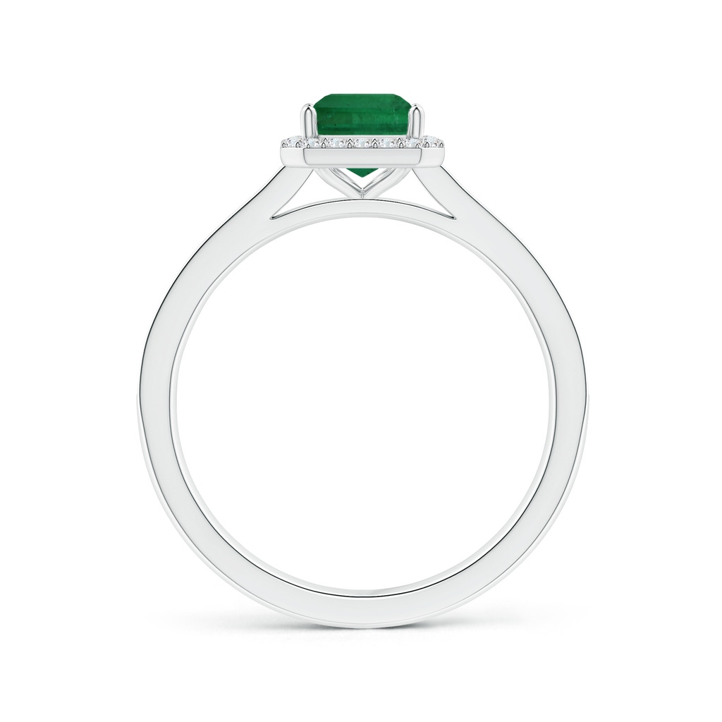 8.96x6.90mm AAA GIA Certified Emerald-Cut Emerald Halo Ring with Diamond Tapered Shank in P950 Platinum Side 199