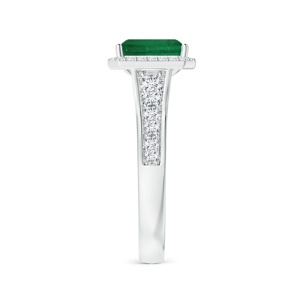 8.96x6.90mm AAA GIA Certified Emerald-Cut Emerald Halo Ring with Diamond Tapered Shank in P950 Platinum Side 399