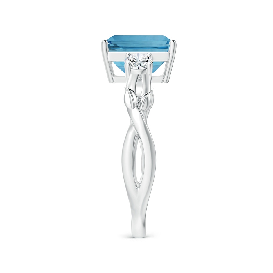 10.28x8.70x7.16mm AAA Nature Inspired GIA Certified Emerald-Cut Aquamarine Three Stone Ring with Diamonds in P950 Platinum side-2