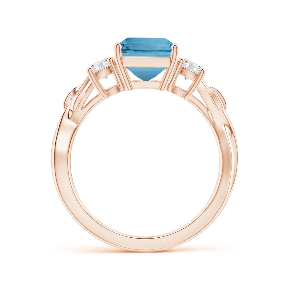 10.28x8.70x7.16mm AAA Nature Inspired GIA Certified Emerald-Cut Aquamarine Three Stone Ring with Diamonds in Rose Gold side-1