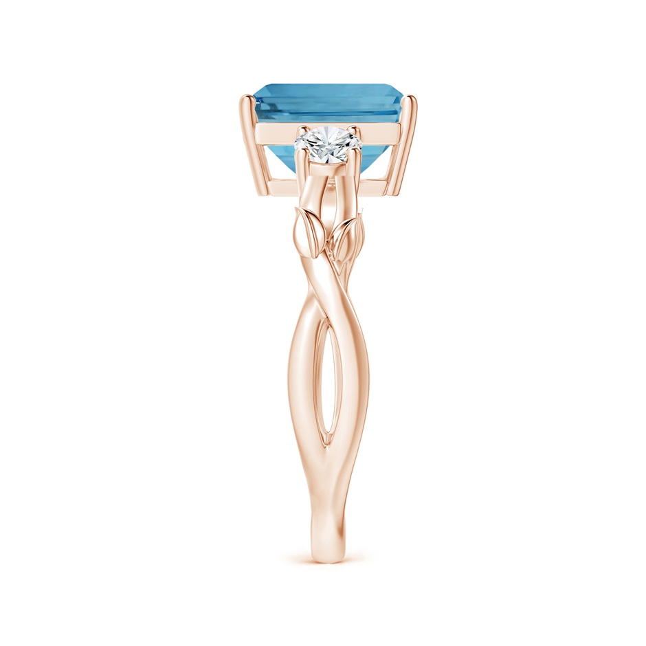 10.28x8.70x7.16mm AAA Nature Inspired GIA Certified Emerald-Cut Aquamarine Three Stone Ring with Diamonds in Rose Gold side-2