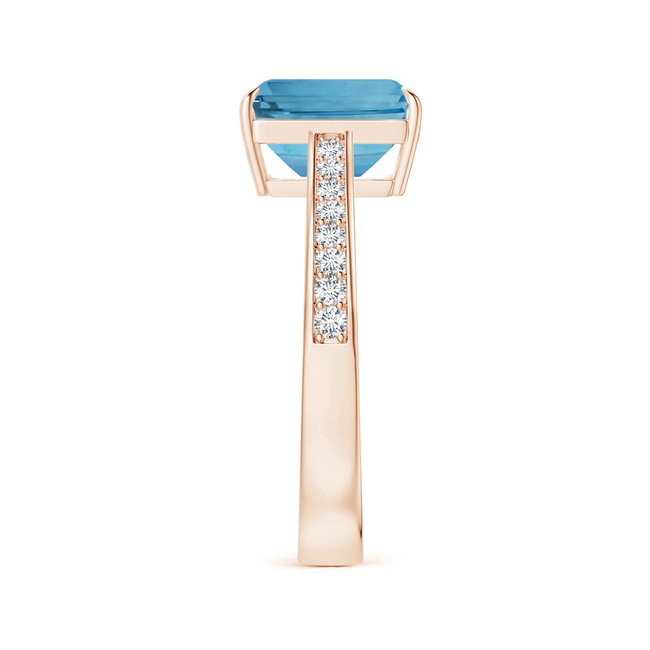 10.28x8.70x7.16mm AAA Claw-Set GIA Certified Emerald-Cut Aquamarine Ring with Reverse Tapered Diamond Shank in Rose Gold side-2