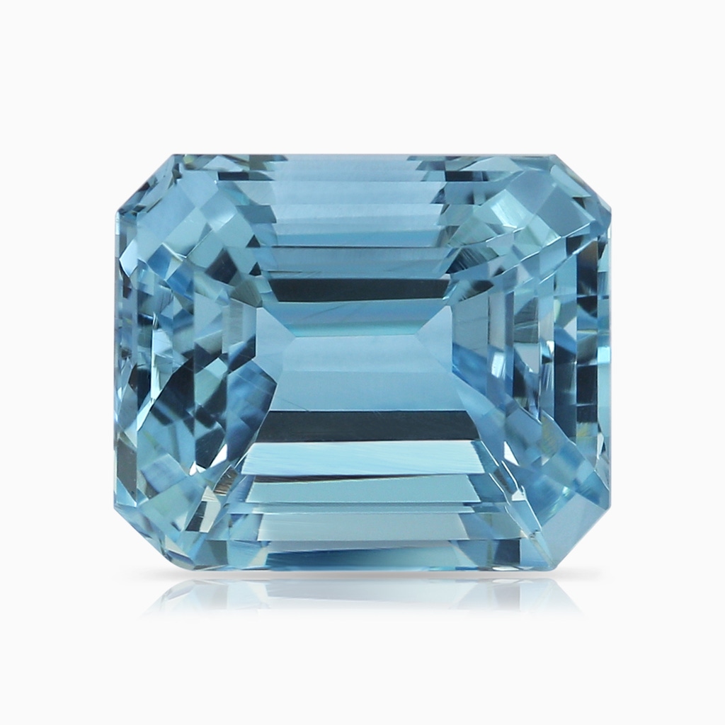 10.28x8.70x7.16mm AAA GIA Certified Emerald-Cut Aquamarine Halo Ring with Knife-Edge Diamond Shank in 18K White Gold Stone