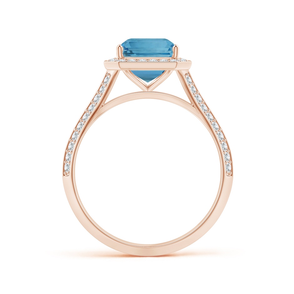 10.28x8.70x7.16mm AAA GIA Certified Emerald-Cut Aquamarine Halo Ring with Knife-Edge Diamond Shank in Rose Gold side-1