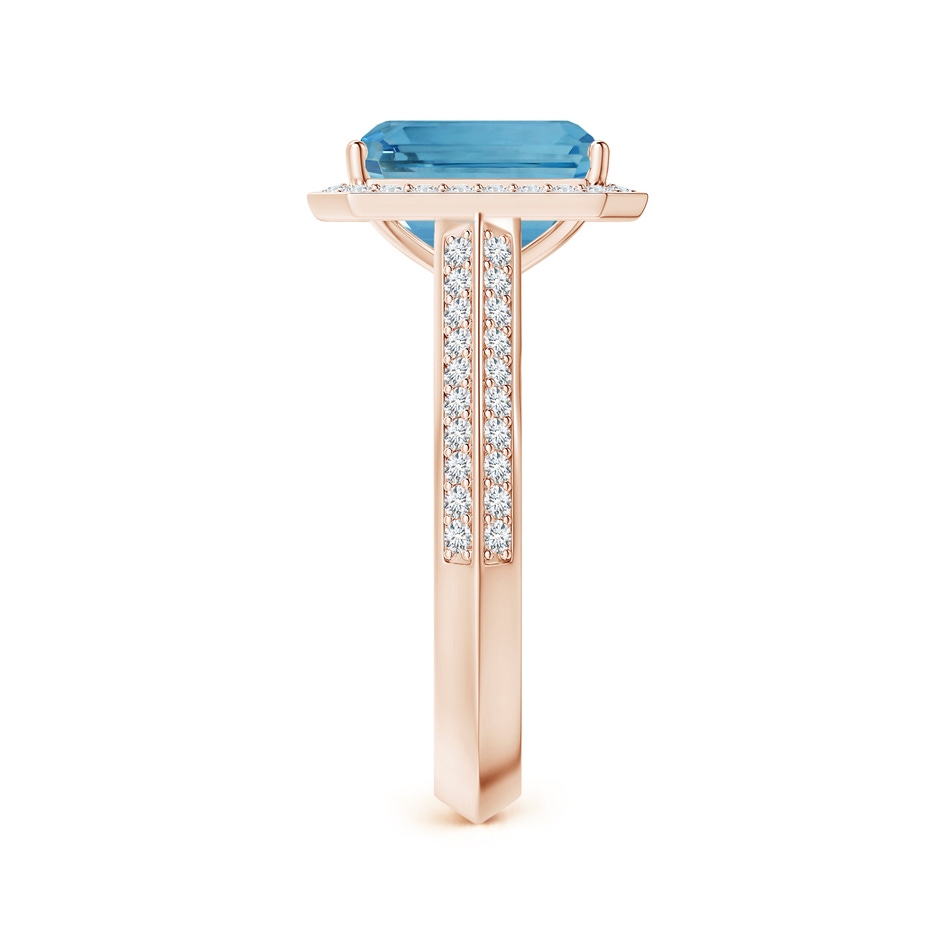10.28x8.70x7.16mm AAA GIA Certified Emerald-Cut Aquamarine Halo Ring with Knife-Edge Diamond Shank in Rose Gold side-2