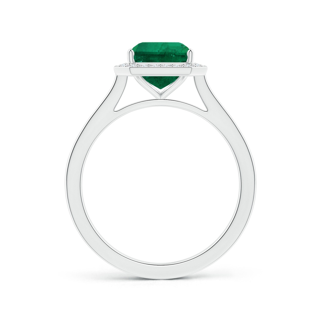 8.88x7.05mm AA GIA Certified Emerald-Cut Emerald Halo Ring with Reverse Tapered Diamond Shank in White Gold Side 199