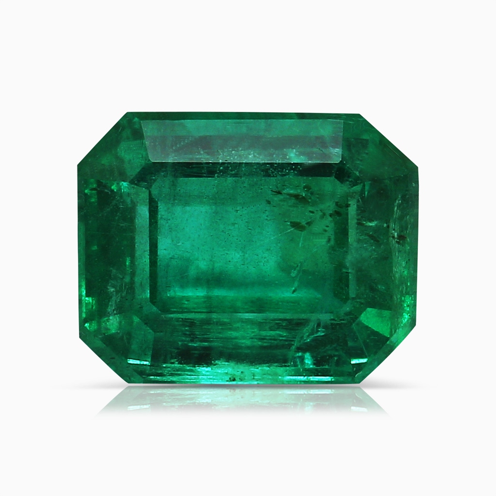 8.88x7.05mm AA GIA Certified Emerald-Cut Emerald Halo Ring with Reverse Tapered Diamond Shank in White Gold Side 699