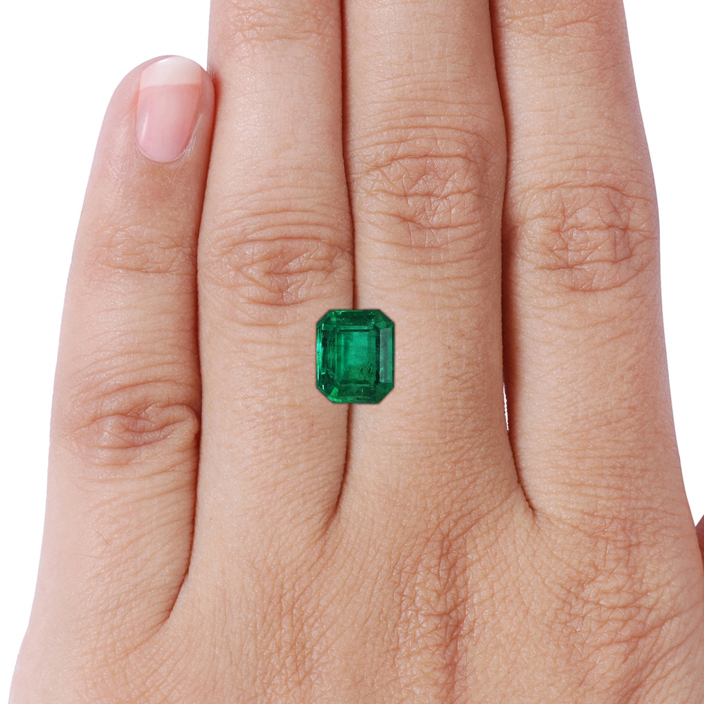 8.88x7.05mm AA GIA Certified Emerald-Cut Emerald Halo Ring with Reverse Tapered Diamond Shank in White Gold Side 799