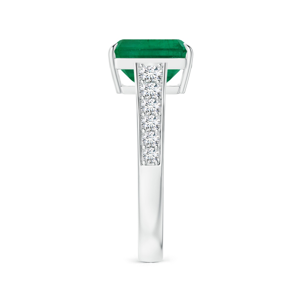 8.88x7.05mm AA Claw-Set GIA Certified Emerald-Cut Emerald Ring with Diamond Tapered Shank in White Gold Side 399