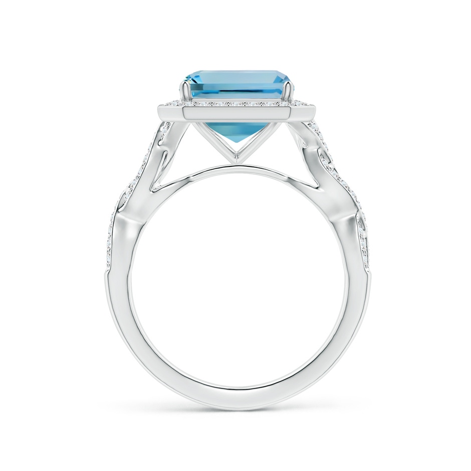 11.07x9.09x6.12mm AAA GIA Certified Emerald-Cut Aquamarine Halo Ring with Diamond Twist Shank in P950 Platinum Side 199