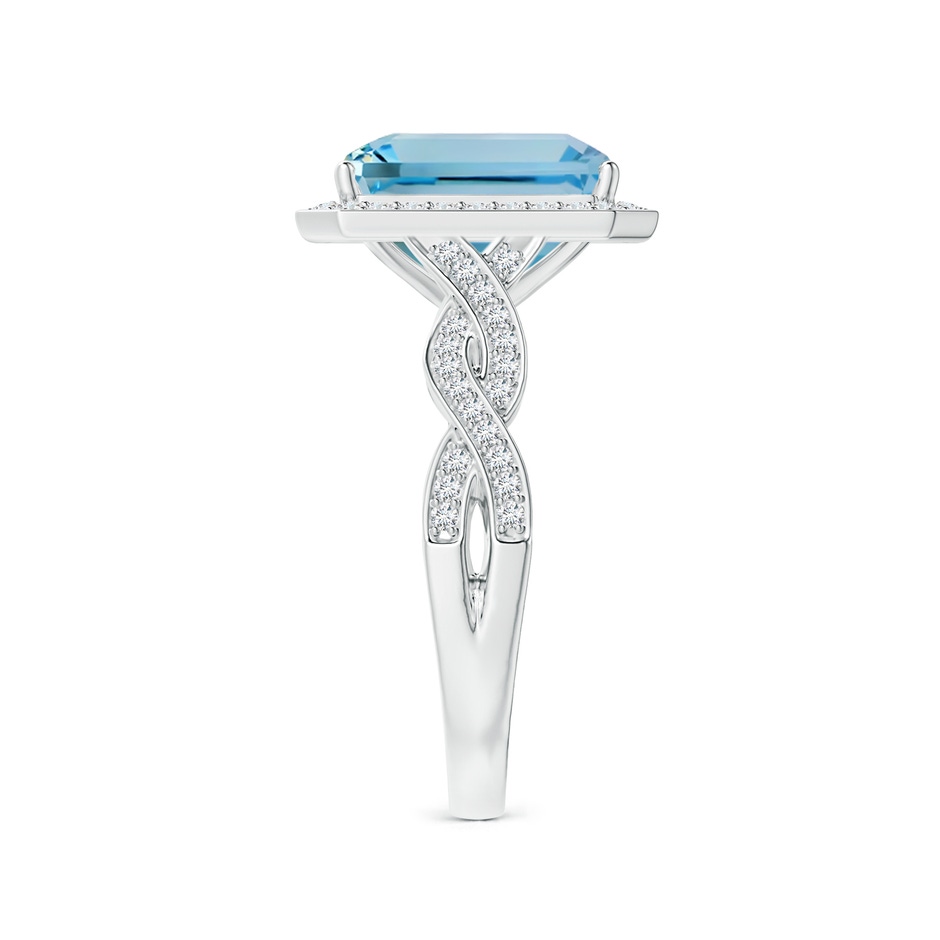 11.07x9.09x6.12mm AAA GIA Certified Emerald-Cut Aquamarine Halo Ring with Diamond Twist Shank in P950 Platinum Side 399