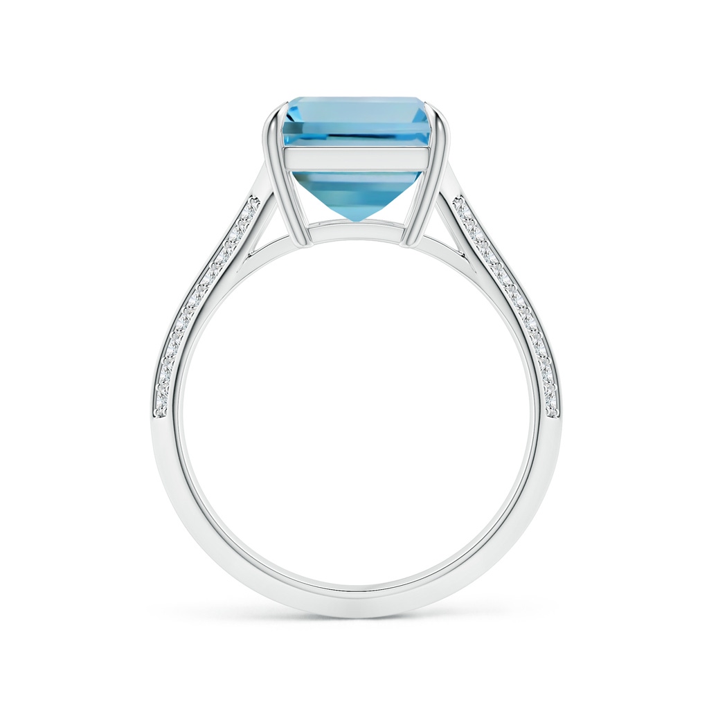 11.07x9.09x6.12mm AAA Claw-Set GIA Certified Emerald-Cut Aquamarine Ring with Knife-Edge Diamond Shank in P950 Platinum - Side 199