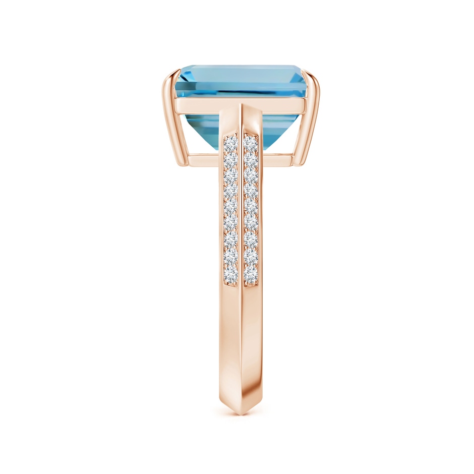 11.07x9.09x6.12mm AAA Claw-Set GIA Certified Emerald-Cut Aquamarine Ring with Knife-Edge Diamond Shank in Rose Gold Side 399