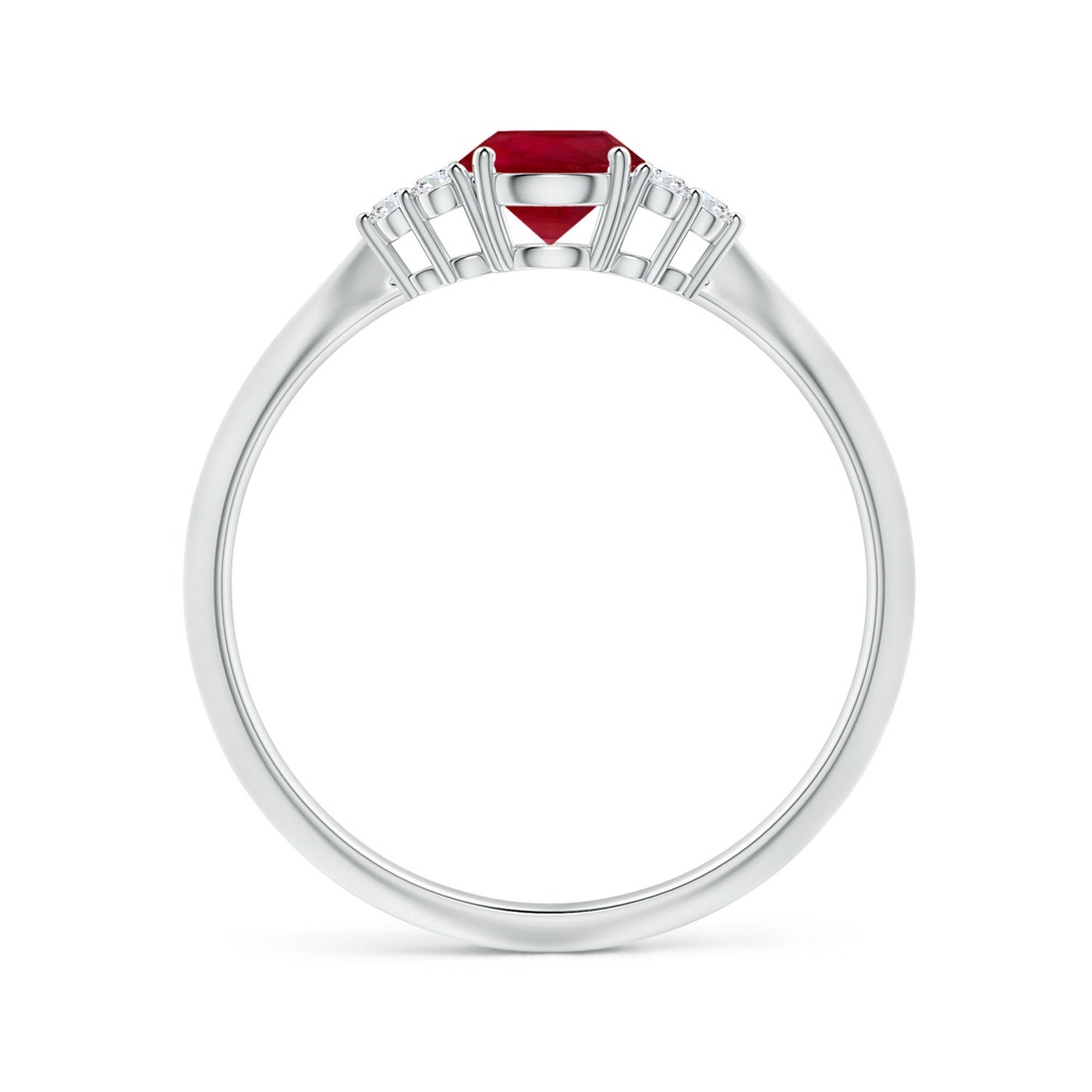 4.82x4.69x2.71mm AA Round Ruby Knife-Edged Shank Ring with Side Diamonds in P950 Platinum Side 199