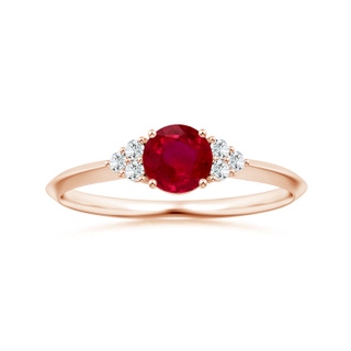 4.82x4.69x2.71mm AA Round Ruby Knife-Edged Shank Ring with Side Diamonds in Rose Gold