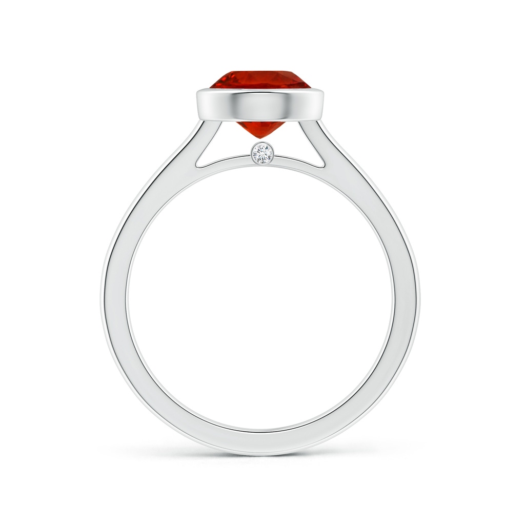 6x6mm AAAA GIA Certified Bezel-Set Round Orange Sapphire Solitaire Ring in 18K White Gold Side-1