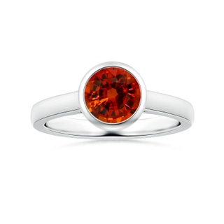 6x6mm AAAA GIA Certified Bezel-Set Round Orange Sapphire Solitaire Ring in P950 Platinum