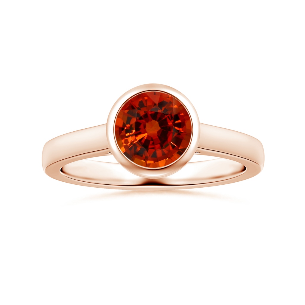 6x6mm AAAA GIA Certified Bezel-Set Round Orange Sapphire Solitaire Ring in Rose Gold