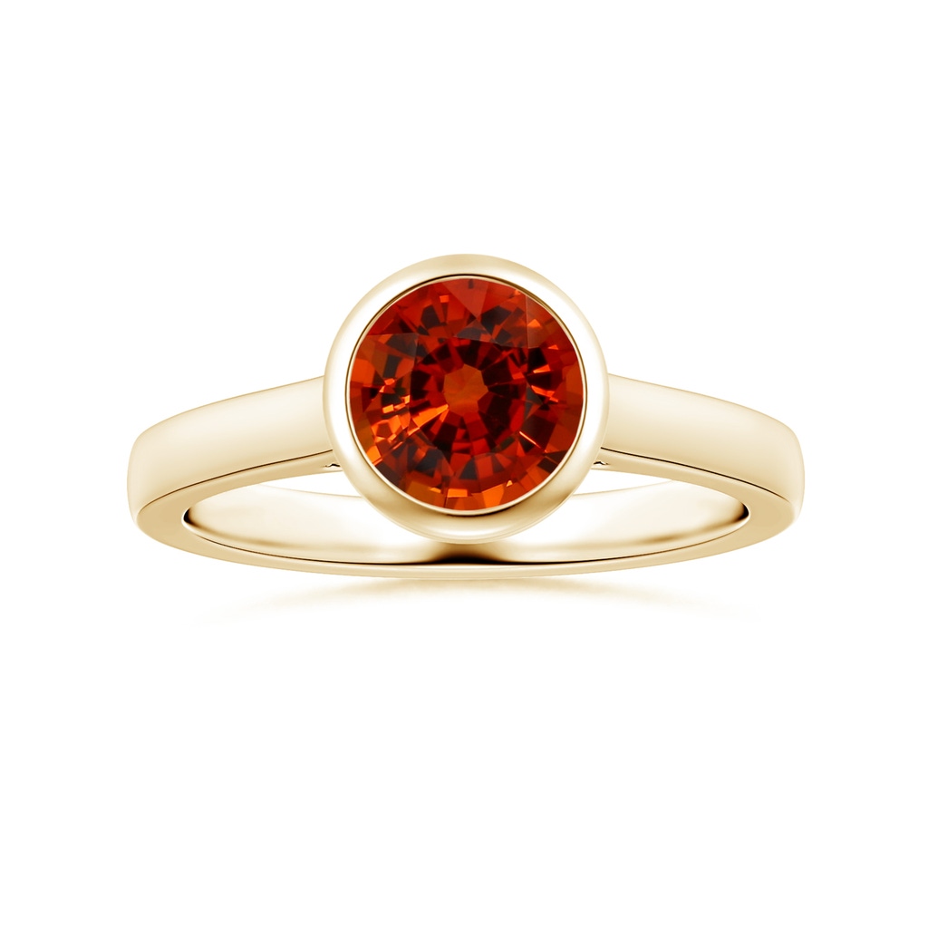 6x6mm AAAA GIA Certified Bezel-Set Round Orange Sapphire Solitaire Ring in Yellow Gold