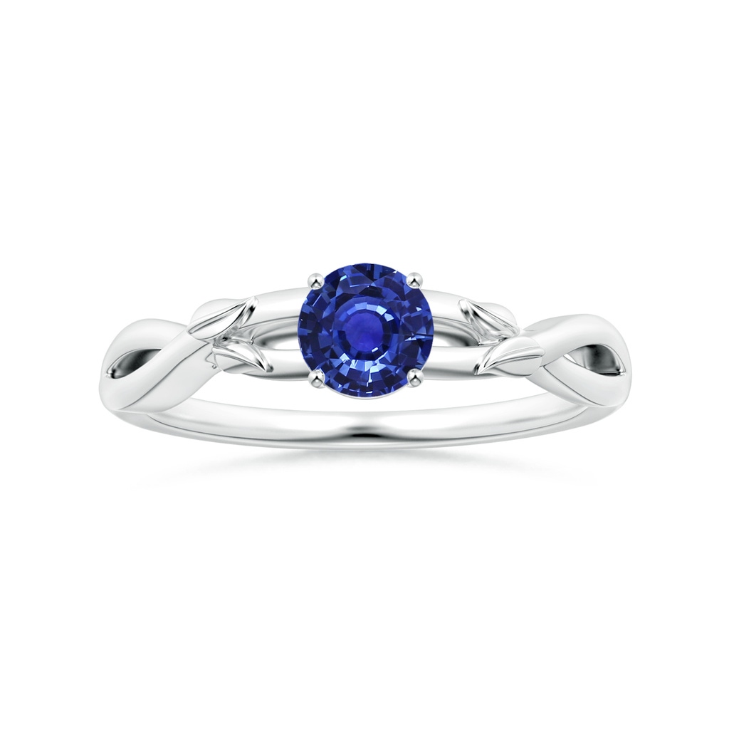 4.99x4.96x2.93mm AAA Nature Inspired GIA Certified Round Blue Sapphire Solitaire Ring in P950 Platinum 