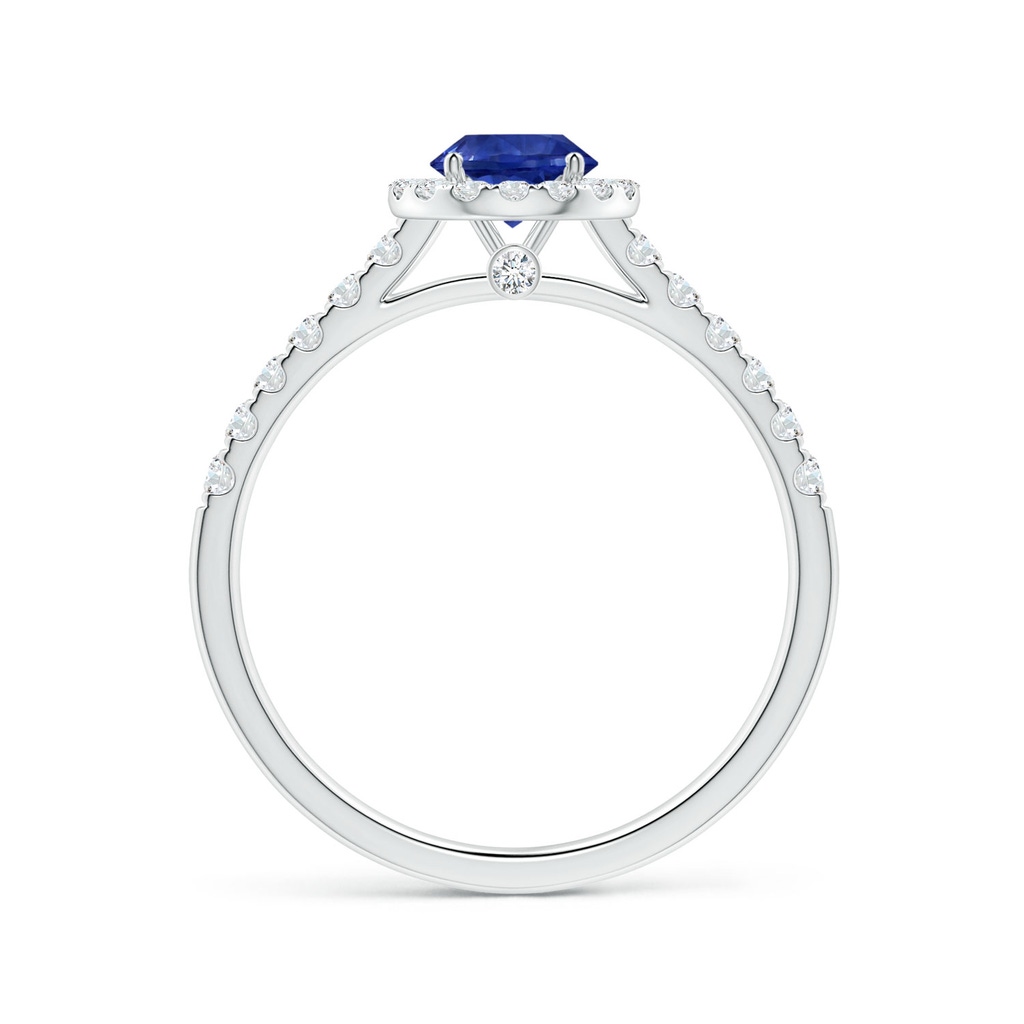 4.99x4.96x2.93mm AAA Round Blue Sapphire Halo Ring with Diamonds in P950 Platinum Side 199