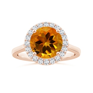 10.07x10.00x6.98mm AAAA GIA Certified Citrine Halo Ring with Reverse Tapered Diamond Shank in 10K Rose Gold