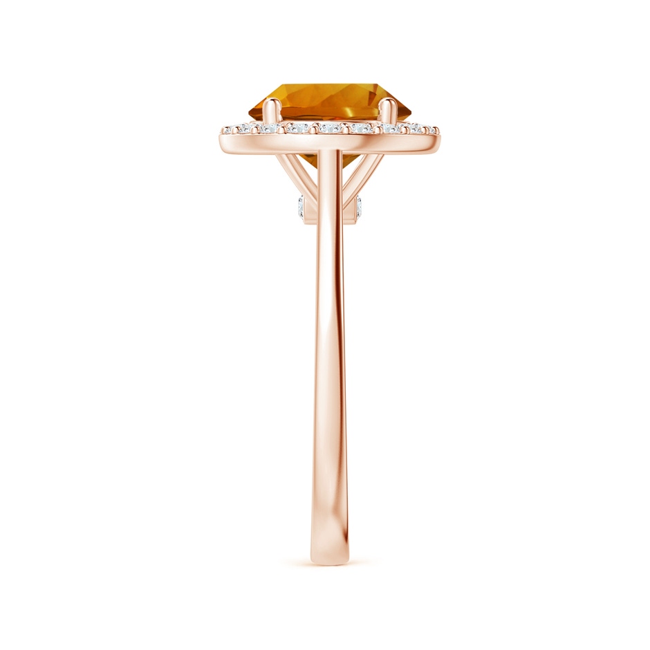 10.07x10.00x6.98mm AAAA GIA Certified Citrine Halo Ring with Reverse Tapered Diamond Shank in Rose Gold side 399
