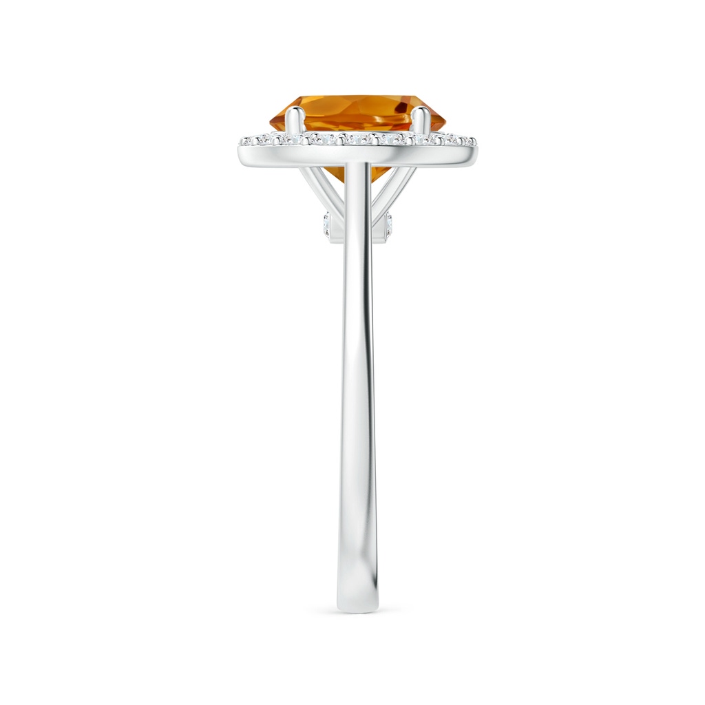 10.14x10.09x6.83mm AAAA GIA Certified Citrine Halo Ring with Reverse Tapered Diamond Shank in White Gold Side 399
