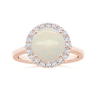 11.17x11.10x3.80mm AA GIA Certified Round Opal Halo Ring with Reverse Tapered Shank in 18K Rose Gold