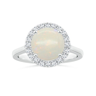 11.17x11.10x3.80mm AA GIA Certified Round Opal Halo Ring with Reverse Tapered Shank in P950 Platinum