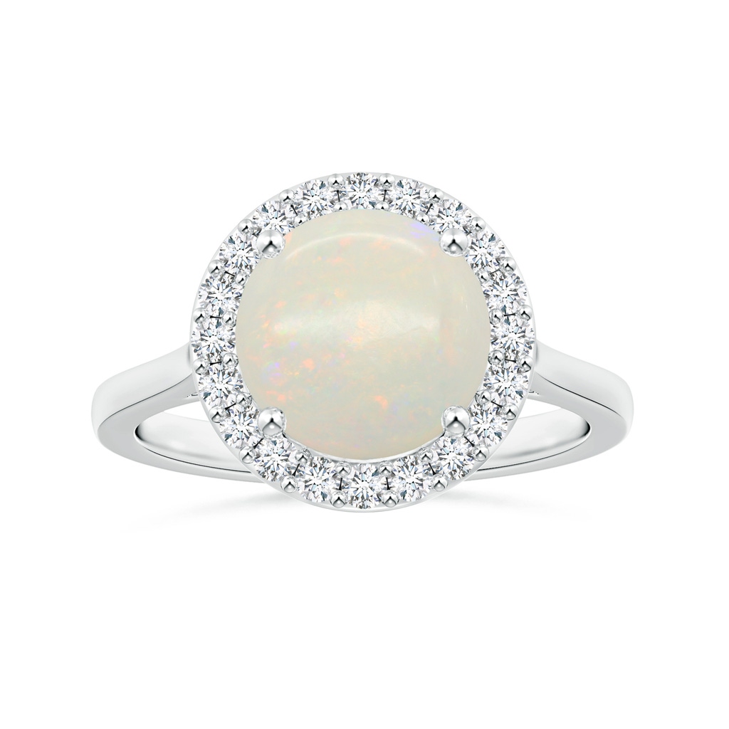 11.17x11.10x3.80mm AA GIA Certified Round Opal Halo Ring with Reverse Tapered Shank in White Gold