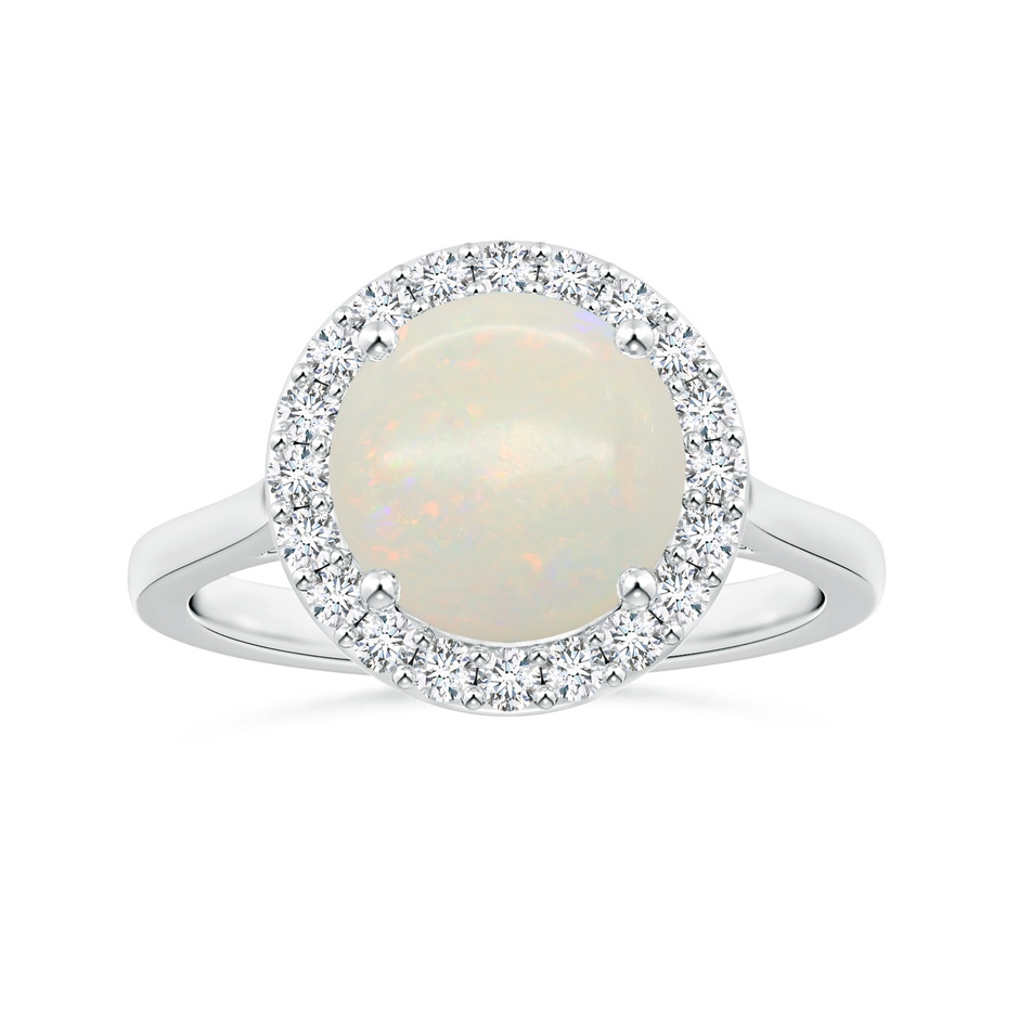 11.17x11.10x3.80mm AA GIA Certified Round Opal Halo Ring with Reverse Tapered Shank in White Gold 