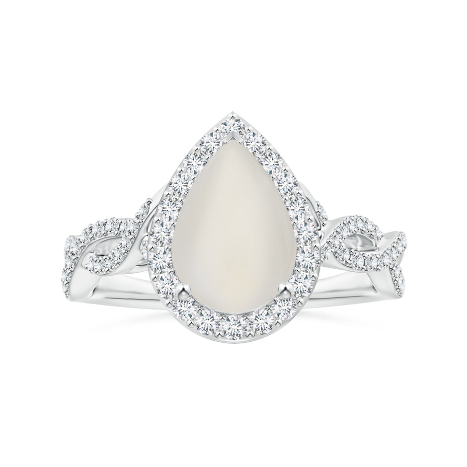10.13x6.92x3.56mm AAAA GIA Certified Pear-Shaped Rainbow Moonstone Twisted Shank Ring with Diamonds in P950 Platinum 