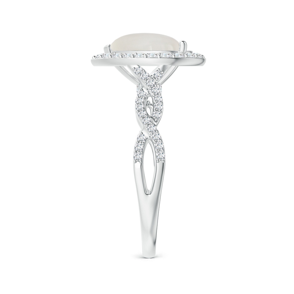 10.13x6.92x3.56mm AAAA GIA Certified Pear-Shaped Rainbow Moonstone Twisted Shank Ring with Diamonds in P950 Platinum side 399