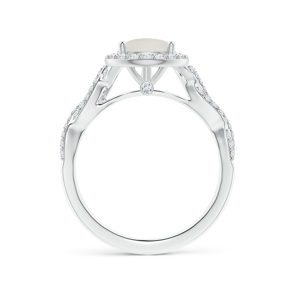 10.13x6.92x3.56mm AAAA GIA Certified Pear-Shaped Rainbow Moonstone Twisted Shank Ring with Diamonds in White Gold - side 199