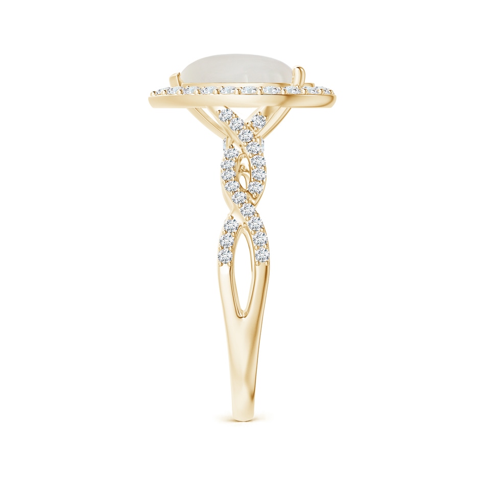 10.13x6.92x3.56mm AAAA GIA Certified Pear-Shaped Rainbow Moonstone Twisted Shank Ring with Diamonds in Yellow Gold side 399