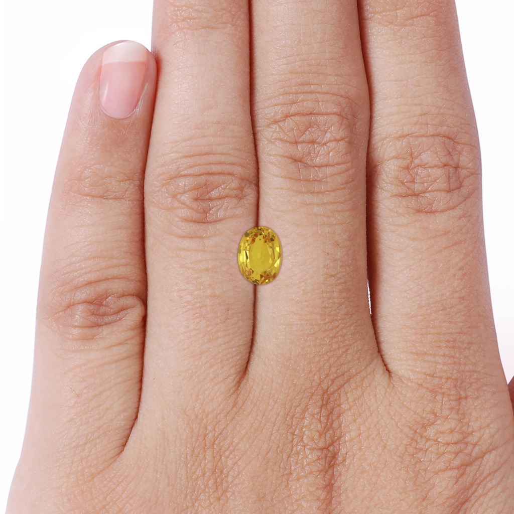 8.03x6.12x3.29mm AAAA Claw-Set Oval Yellow Sapphire Split Shank Ring with Leaf Motifs in P950 Platinum Side 799